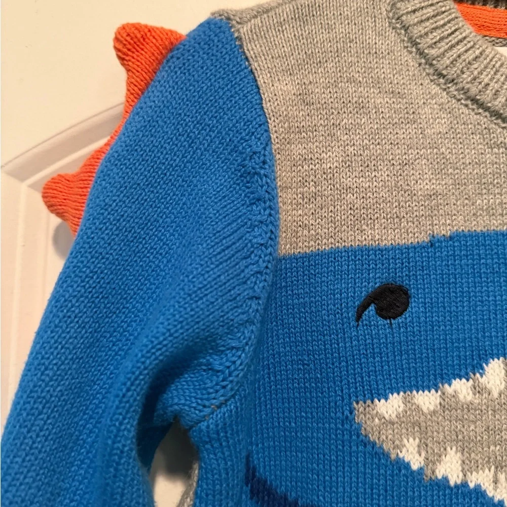 Gymboree Gray Blue Orange Dinosaur Knit Sweater